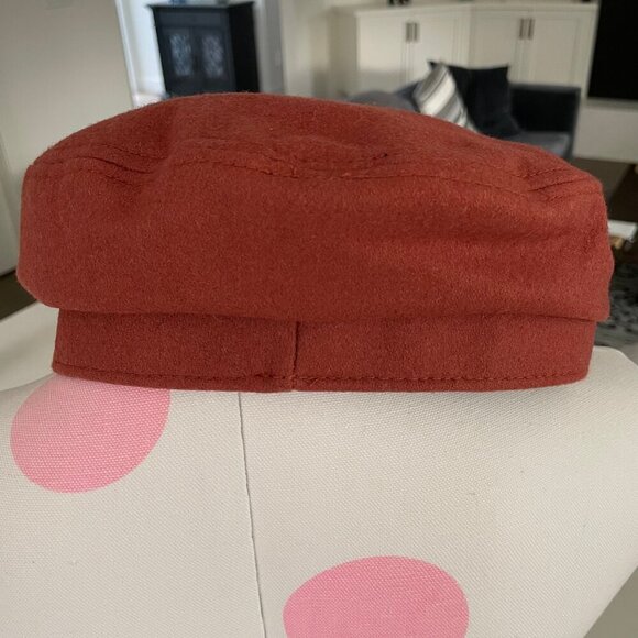 Stylish Neutral Lined Cabbie Hat Wool Blend Terracotta Orange/Brown Sz OS NWOT - Picture 3 of 6